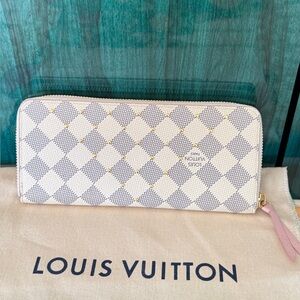 Authentic Louis Vuitton studded Clemence Cream and Gray Wallet